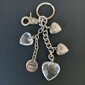 Kathy Van Zeeland Silver Heart Charm Key Holder or Purse Charm